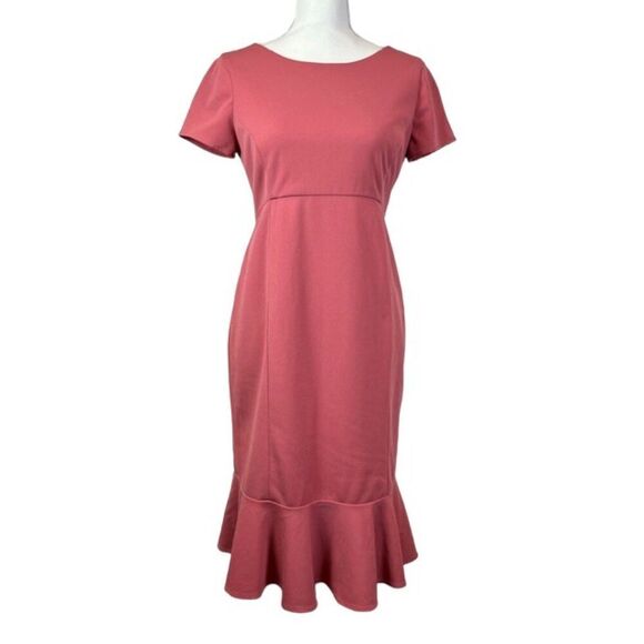 Paper Crown Rose Maternity Sheath Dress Back Zip Ruffle Hem Size Large - Picture 2 of 15